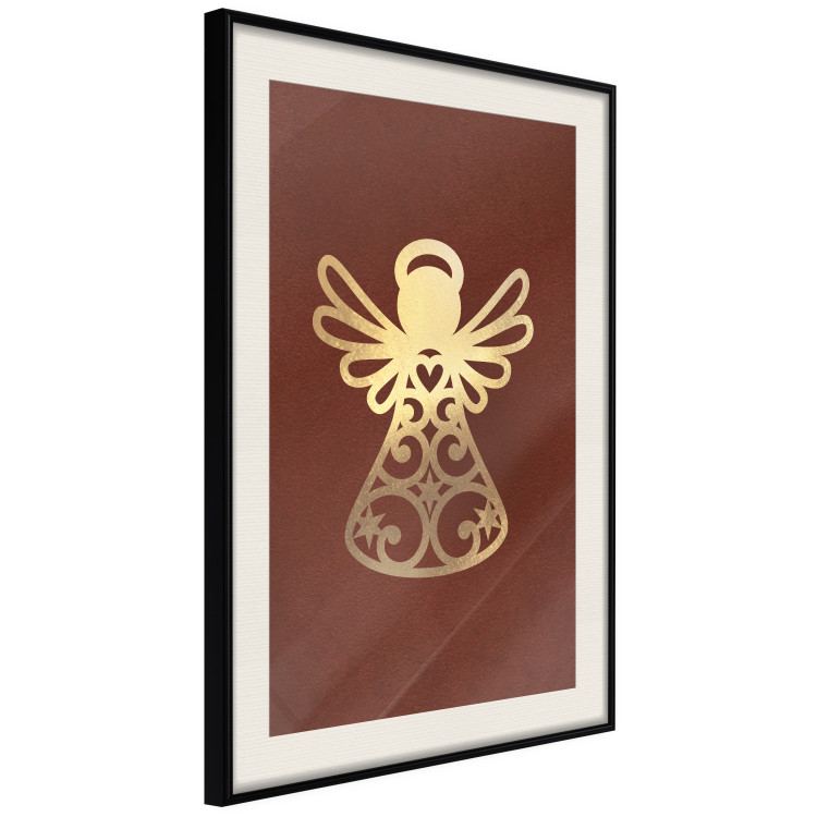 Poster Angelic Gold - golden angel on a contrasting red background 137975 additionalImage 8