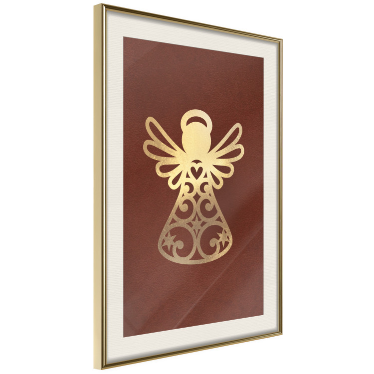 Poster Angelic Gold - golden angel on a contrasting red background 137975 additionalImage 3