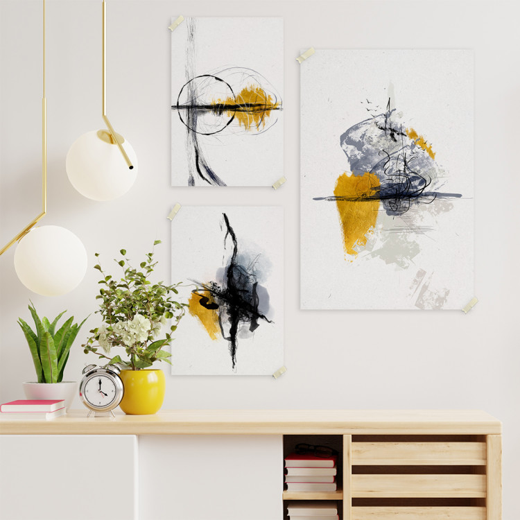 Gallery wall art Golden and black abstractions 143375
