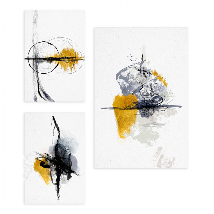 Gallery wall art Golden and black abstractions 143375 additionalImage 1