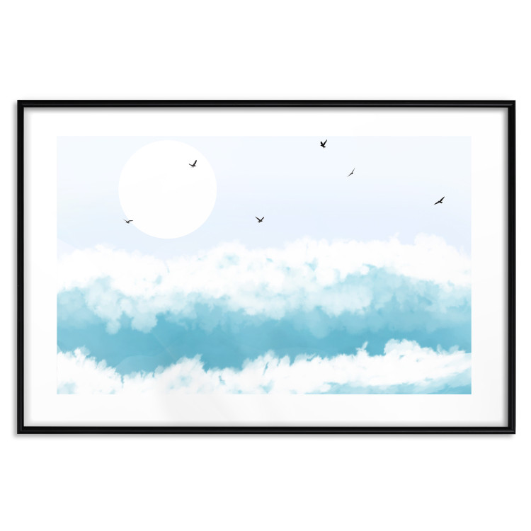 Wall Poster Foaming Waves - Gulls Against the Backdrop of the Sun Above the Blue Sea Water 144575 additionalImage 25