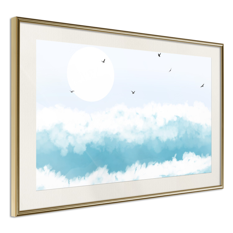 Wall Poster Foaming Waves - Gulls Against the Backdrop of the Sun Above the Blue Sea Water 144575 additionalImage 3