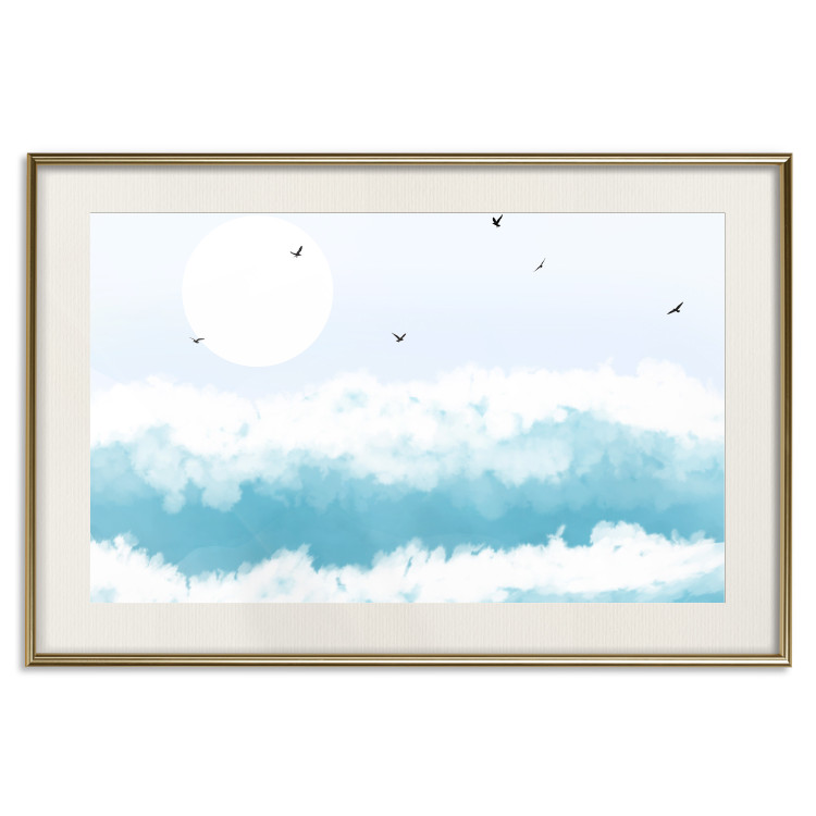 Wall Poster Foaming Waves - Gulls Against the Backdrop of the Sun Above the Blue Sea Water 144575 additionalImage 24