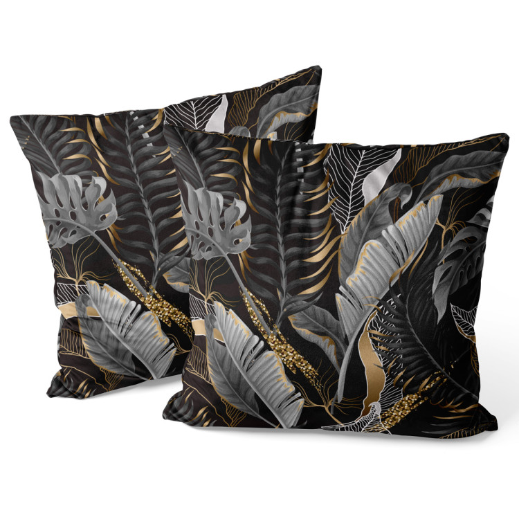 Decorative Velor Pillow The unknown face of leaves - plant theme on a dark background 147175 additionalImage 3