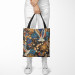 Shopping Bag Birdy paradise - pattern with multicoloured flowers on dark background 147575 additionalThumb 2