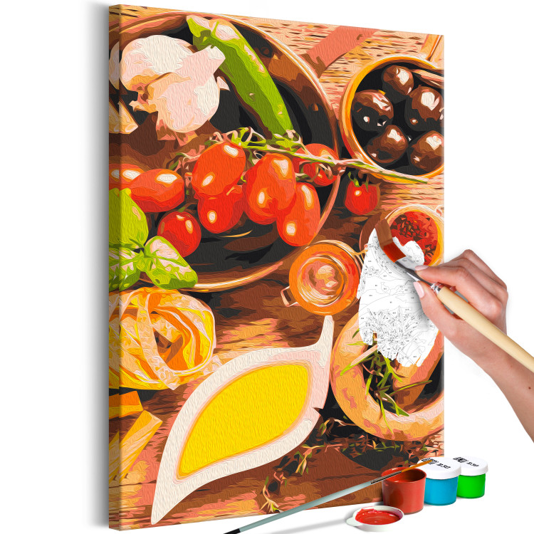 Paint by Number Kit Italian Flavors - Vegetables and Spices on a Wooden Kitchen Counter 148875 additionalImage 4