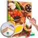 Paint by Number Kit Italian Flavors - Vegetables and Spices on a Wooden Kitchen Counter 148875