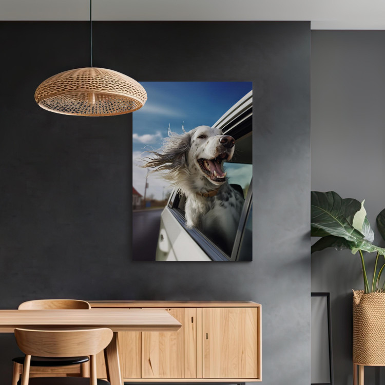 Canvas Art Print AI Dog English Setter - Animal Catching Air Rush While Traveling by Car - Vertical 150175 additionalImage 9