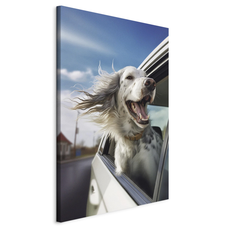 Canvas Art Print AI Dog English Setter - Animal Catching Air Rush While Traveling by Car - Vertical 150175 additionalImage 2