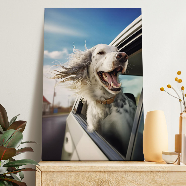 Canvas Art Print AI Dog English Setter - Animal Catching Air Rush While Traveling by Car - Vertical 150175 additionalImage 11