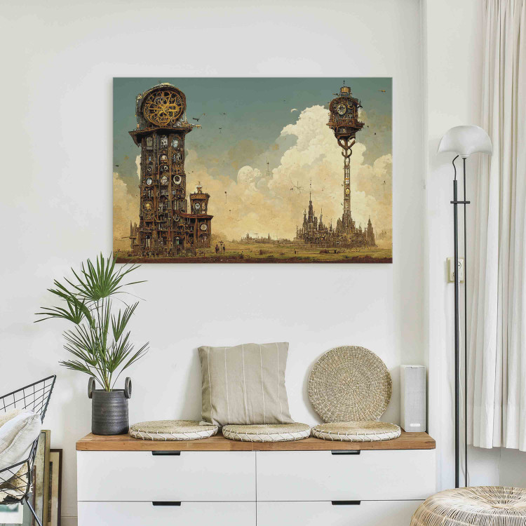 Canvas Art Print Vintage Clocks in the Desert - Surreal Brown Composition 151075 additionalImage 3
