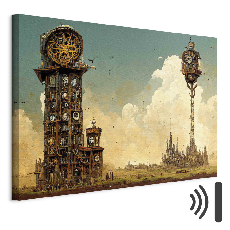 Canvas Art Print Vintage Clocks in the Desert - Surreal Brown Composition 151075 additionalImage 8