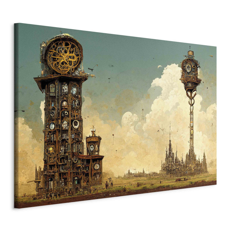 Canvas Art Print Vintage Clocks in the Desert - Surreal Brown Composition 151075 additionalImage 2