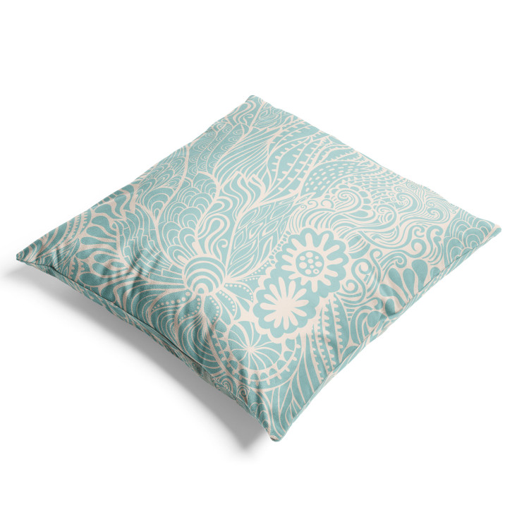 Decorative Velor Pillow Turquoise Pattern - Abstract Composition With Organic Shapes 151375 additionalImage 4
