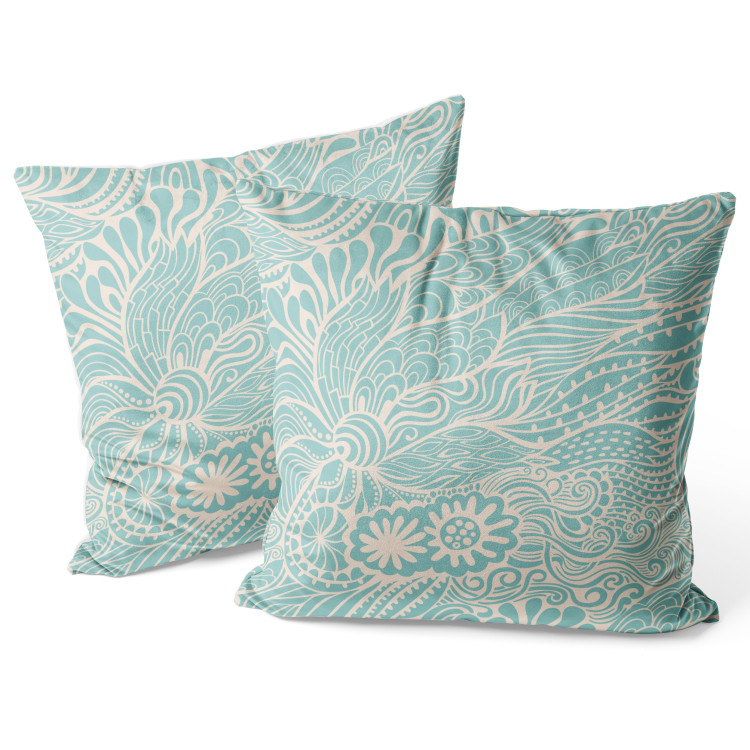 Decorative Velor Pillow Turquoise Pattern - Abstract Composition With Organic Shapes 151375 additionalImage 3