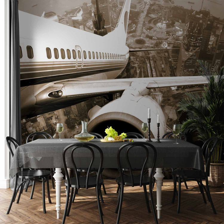 Wall Mural Airplane taking off from the city 60275 additionalImage 4