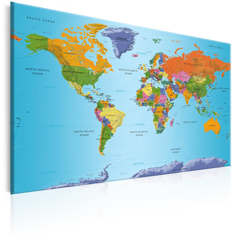 Canvas Colorful Note (1-part) - world map with continents in English 94575 additionalImage 2