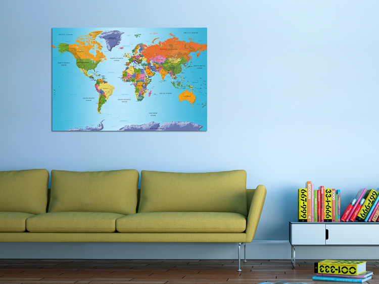 Canvas Colorful Note (1-part) - world map with continents in English 94575 additionalImage 3