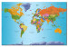 Canvas Colorful Note (1-part) - world map with continents in English 94575