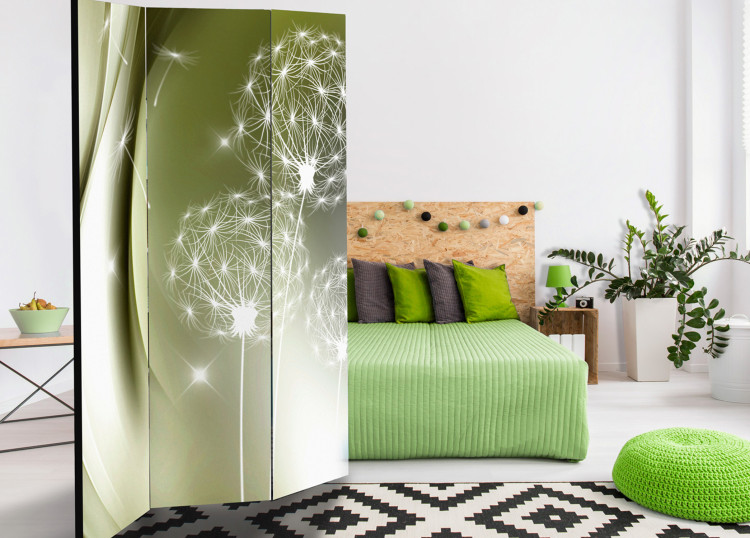 Room Divider Green Delicacy - romantic glow of dandelions on a green background 95375 additionalImage 4
