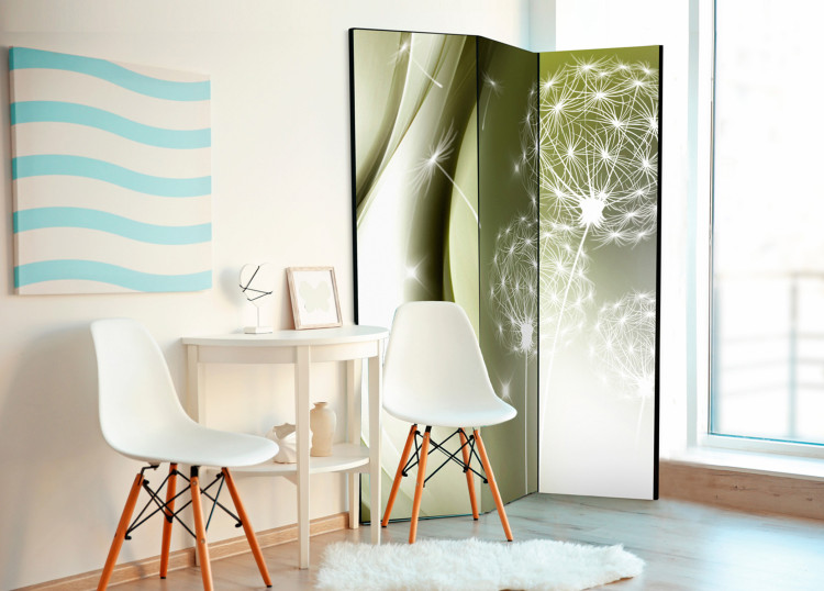 Room Divider Green Delicacy - romantic glow of dandelions on a green background 95375 additionalImage 2