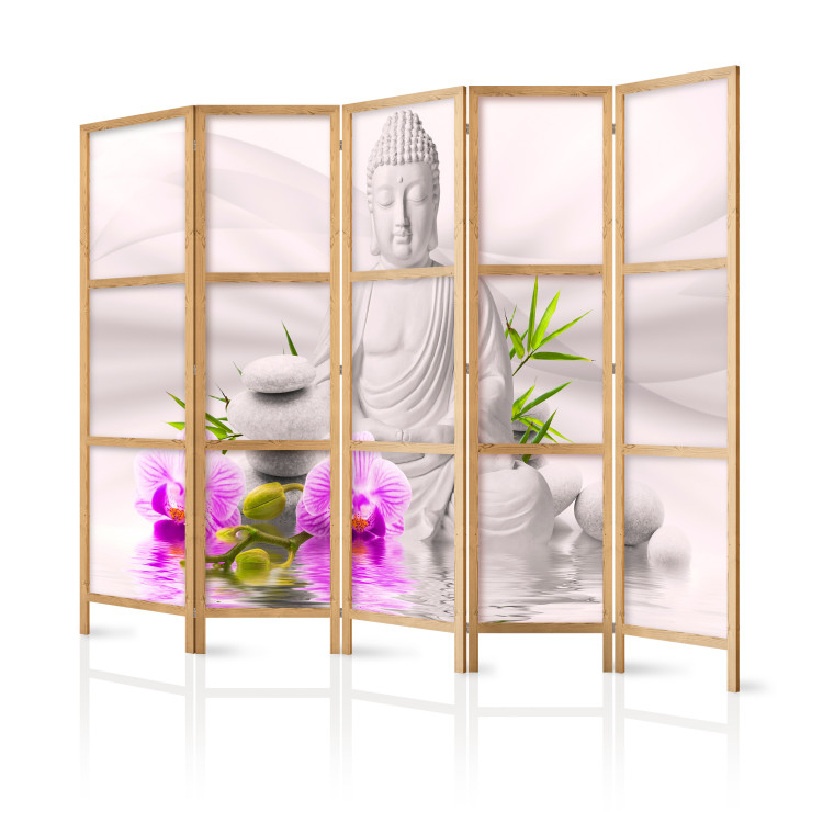 Room Divider Screen Buddha and Orchids II - oriental motif of Buddha and flowers in Zen style 95475 additionalImage 5
