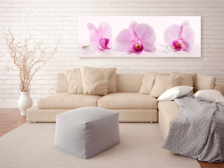 Canvas Print Three Orchids - Romantic Pink Orchid Flowers on White Background 97975 additionalImage 3