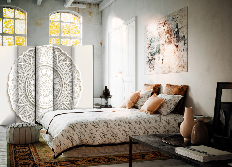 Room Separator Mandala 3D II - white patterned mandala with 3D effect ornaments 98575 additionalImage 4
