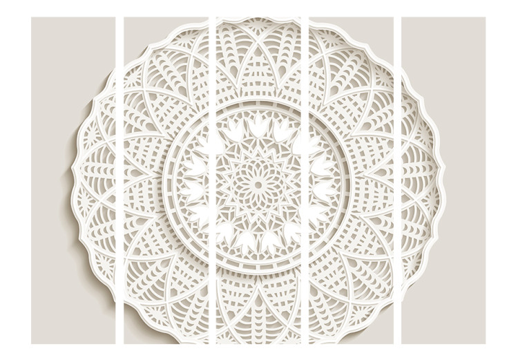Room Separator Mandala 3D II - white patterned mandala with 3D effect ornaments 98575 additionalImage 3