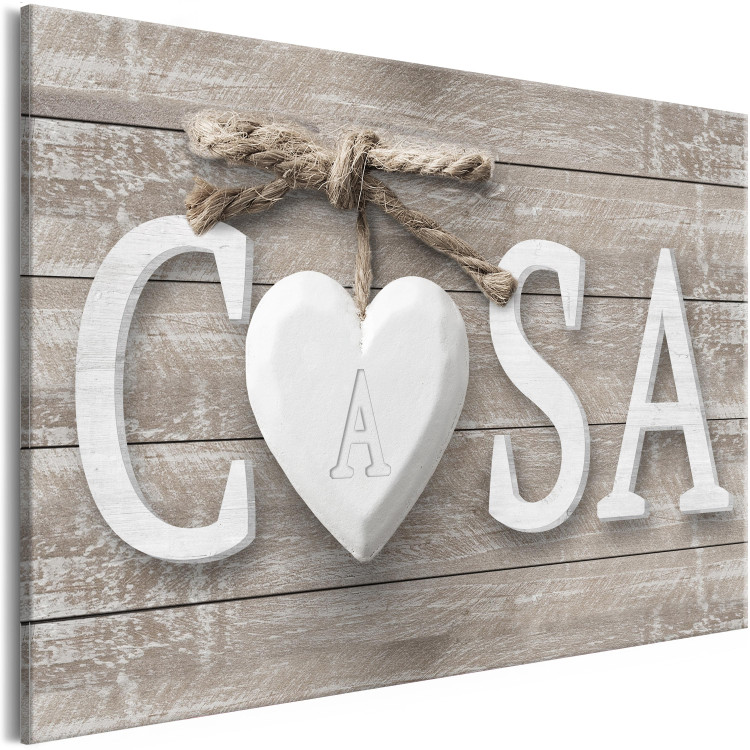 Canvas Art Print Home (1-part) Wide - Italian Heart Inscription in Vintage Style 107585 additionalImage 2