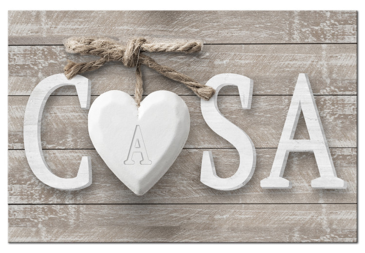 Canvas Art Print Home (1-part) Wide - Italian Heart Inscription in Vintage Style 107585