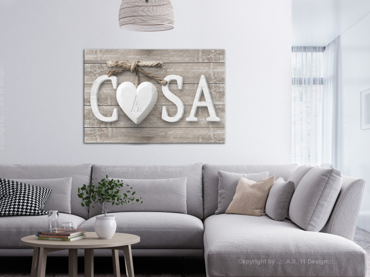 Canvas Art Print Home (1-part) Wide - Italian Heart Inscription in Vintage Style 107585 additionalImage 3
