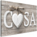 Canvas Art Print Home (1-part) Wide - Italian Heart Inscription in Vintage Style 107585 additionalThumb 2