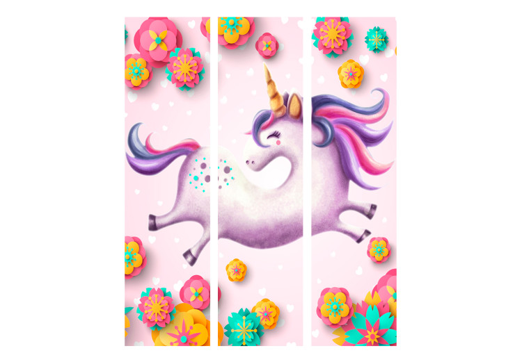Room Divider Screen Flexible Unicorn - colorful and whimsical unicorn with flowers in the background 117385 additionalImage 3