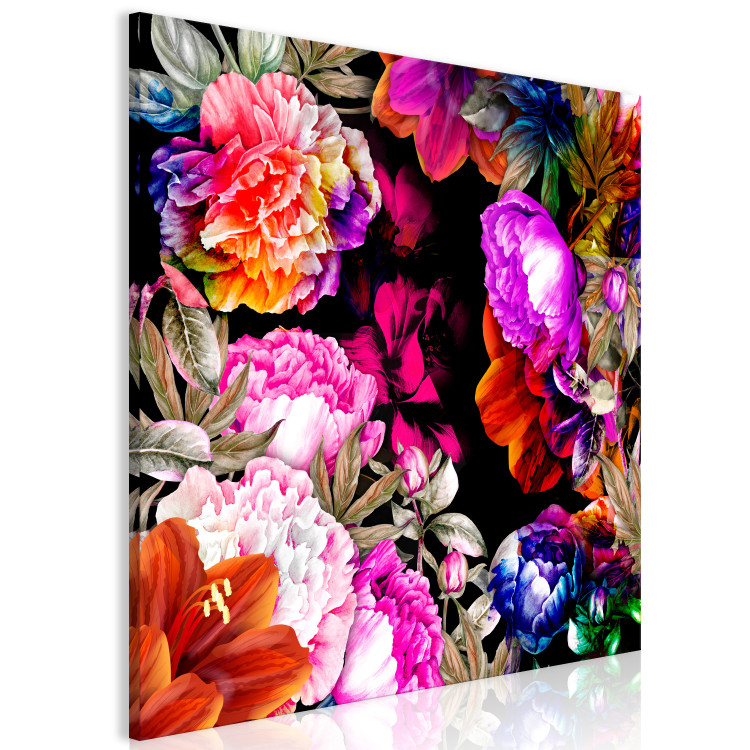 Canvas Art Print Peonies in Colorful Frame (1-part) - Garden Full of Floral Beauty 117985 additionalImage 2