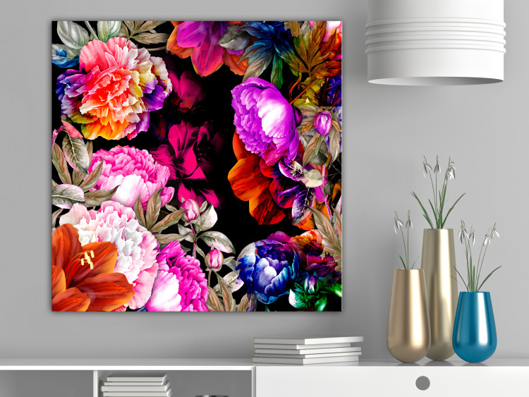 Canvas Art Print Peonies in Colorful Frame (1-part) - Garden Full of Floral Beauty 117985 additionalImage 3