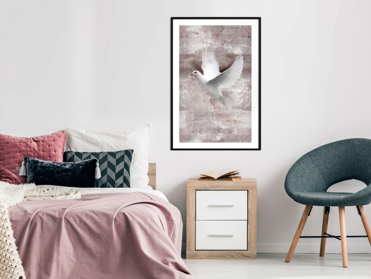 Wall Poster Love in Flight - composition with a white bird on an irregular background 118785 additionalImage 4