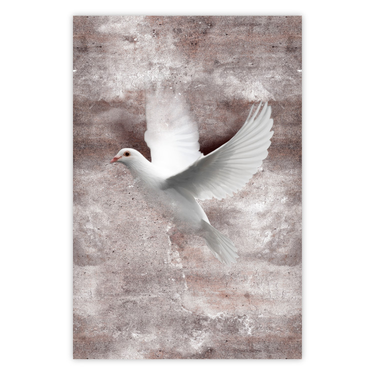 Wall Poster Love in Flight - composition with a white bird on an irregular background 118785