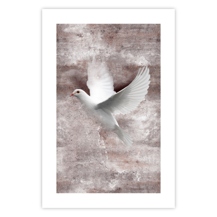 Wall Poster Love in Flight - composition with a white bird on an irregular background 118785 additionalImage 25