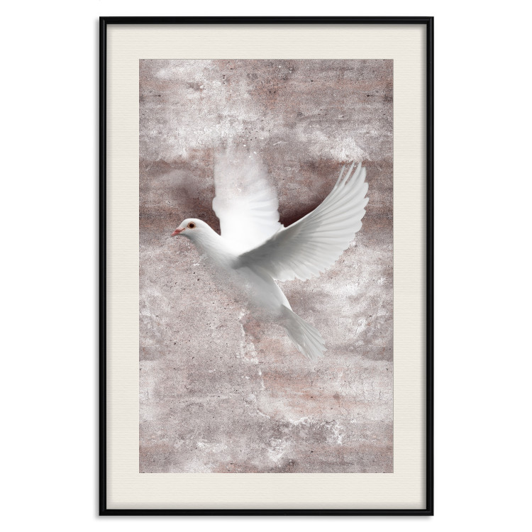 Wall Poster Love in Flight - composition with a white bird on an irregular background 118785 additionalImage 18