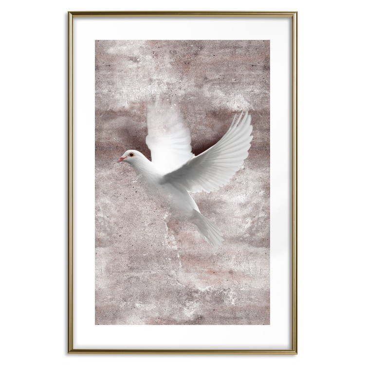 Wall Poster Love in Flight - composition with a white bird on an irregular background 118785 additionalImage 14