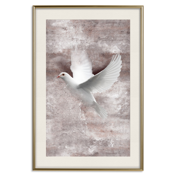 Wall Poster Love in Flight - composition with a white bird on an irregular background 118785 additionalImage 19
