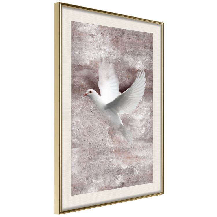 Wall Poster Love in Flight - composition with a white bird on an irregular background 118785 additionalImage 2
