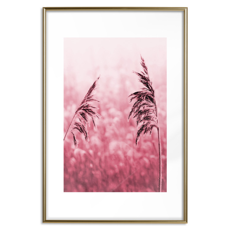 Wall Poster Ruby Spikes - simple composition with field plants in pink tones 119185 additionalImage 26