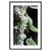 Poster Lilac Detail - botanical composition with white flowers and leaves on black 121885 additionalThumb 15