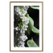 Poster Lilac Detail - botanical composition with white flowers and leaves on black 121885 additionalThumb 14