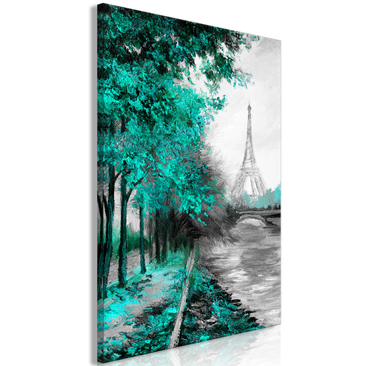 Canvas Art Print Canal and Eiffel Tower - Paris landscape with trees and river 123085 additionalImage 2