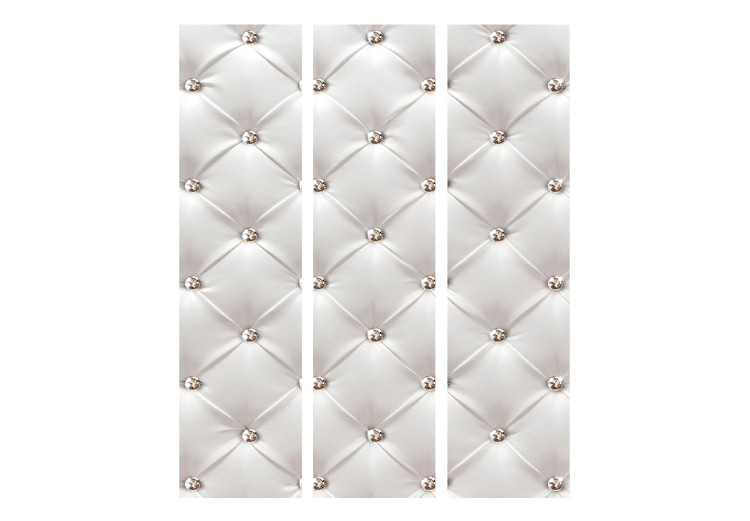 Folding Screen White Elegance - white quilted leather texture in shining diamonds 123285 additionalImage 3