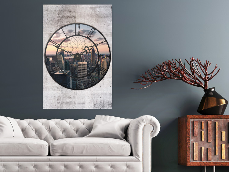 Wall Poster Time Space - view from window shaped like a clock face on city skyscraper 123485 additionalImage 17