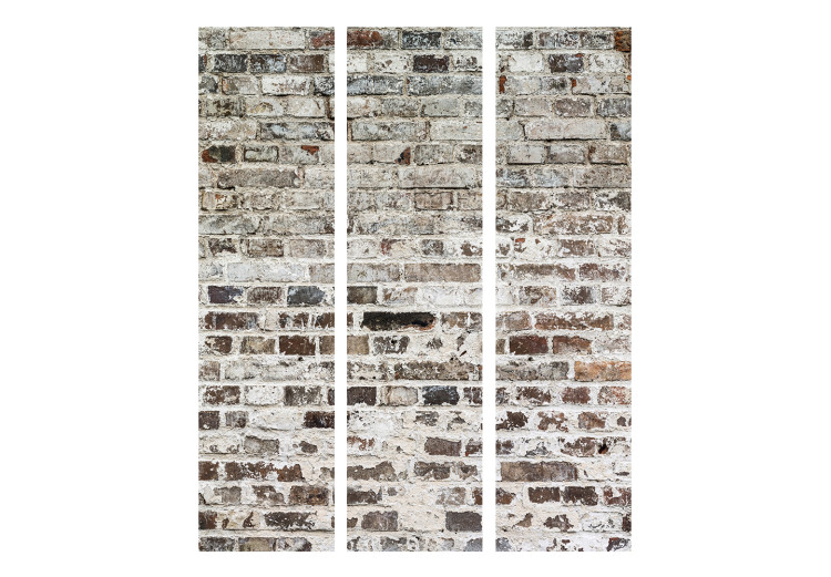 Room Divider Screen Walls of Time (3-piece) - light pattern with weathered brick texture 124085 additionalImage 3